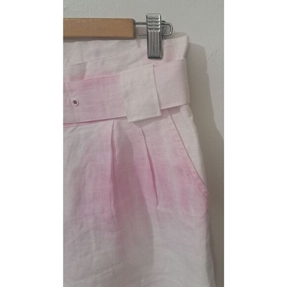 Solid And Striped Womens Medium 100% Linen Pink White Shorts Beach Vacation - Picture 8 of 8